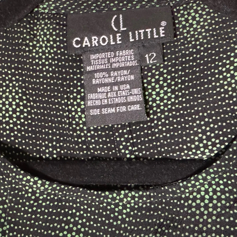 Vintage Carole Little Mini dress Geometric design Neon Kelly Green Black Size 12 - Picture 7 of 7